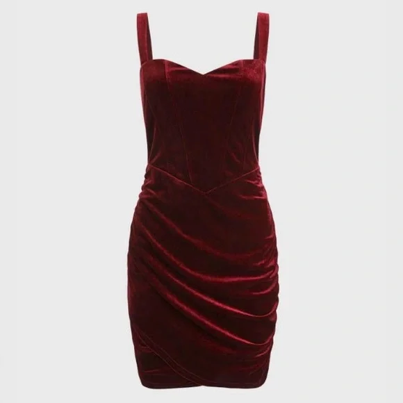 princess polly baby blue dress womens Velvet Long Sleeve Mini Dress in Maroon Crush main image 1